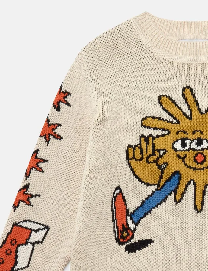 Kids Cosmic Cowboy Knitted Graphic Sweater Beige Stella McCartney TShirts And Sweatshirt