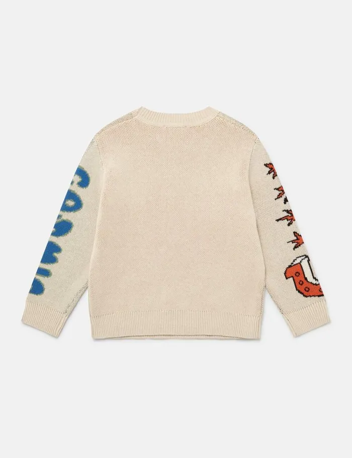 Kids Cosmic Cowboy Knitted Graphic Sweater Beige Stella McCartney TShirts And Sweatshirt