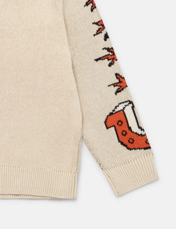 Kids Cosmic Cowboy Knitted Graphic Sweater Beige Stella McCartney TShirts And Sweatshirt