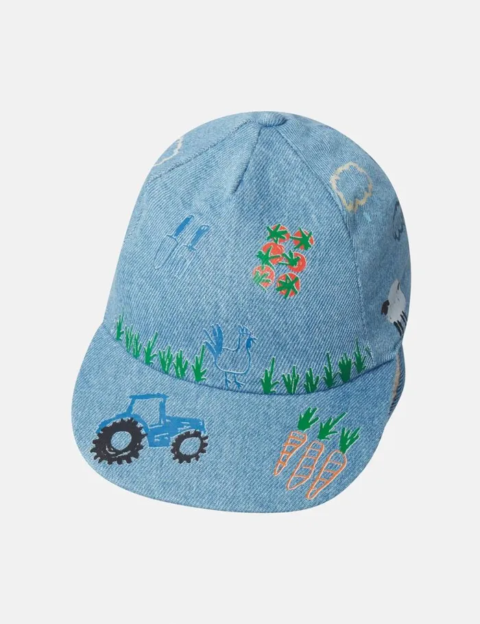 Kids Farmyard Embroidered Hat With Ear Flaps Blue Stella McCartney Shoes And Accessories Kids Farmyard Embroidered Hat With Ear Flaps Blue Stella McCartney Shoes And Accessories