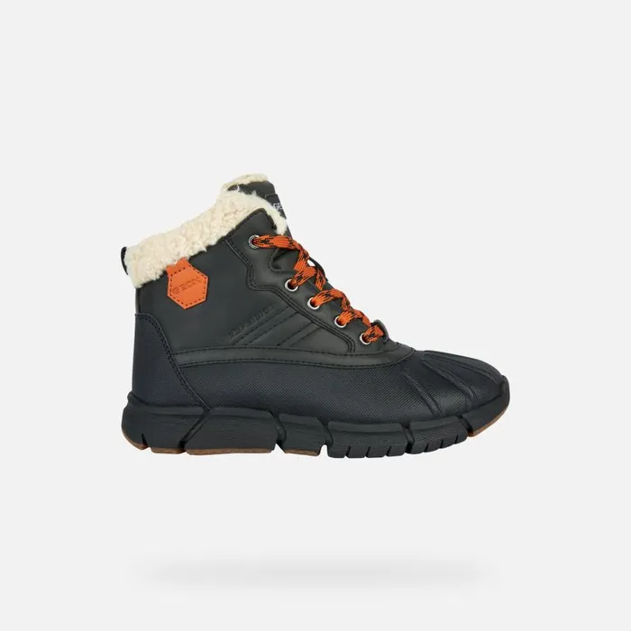 Kids Geox Boots FLEXYPER B ABX Waterproof Boots Junior Boy Geox Blackorange