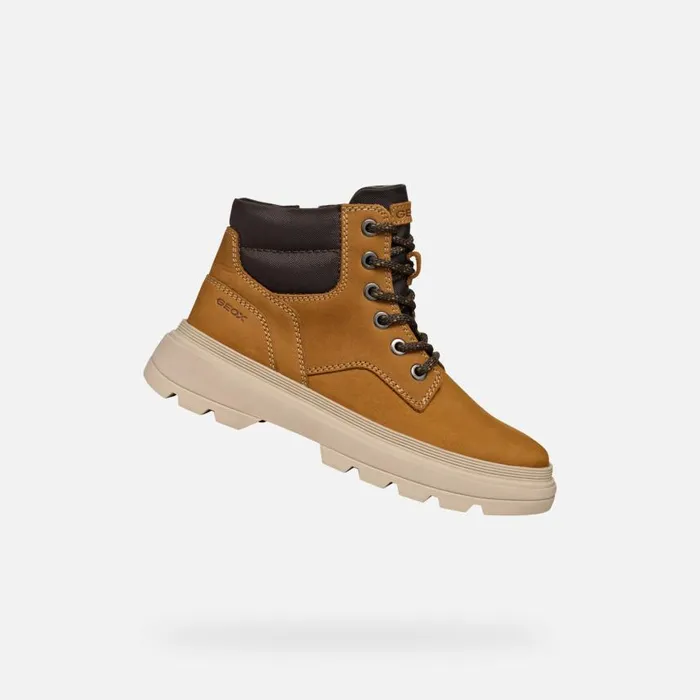 Kids Geox Boots KIDDARTAH BOY Dark YellowBrown Mid Calf Boots Dark Yellowbrown