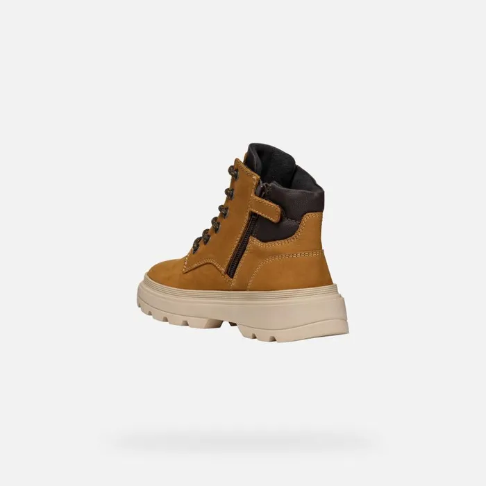 Kids Geox Boots KIDDARTAH BOY Dark YellowBrown Mid Calf Boots Dark Yellowbrown