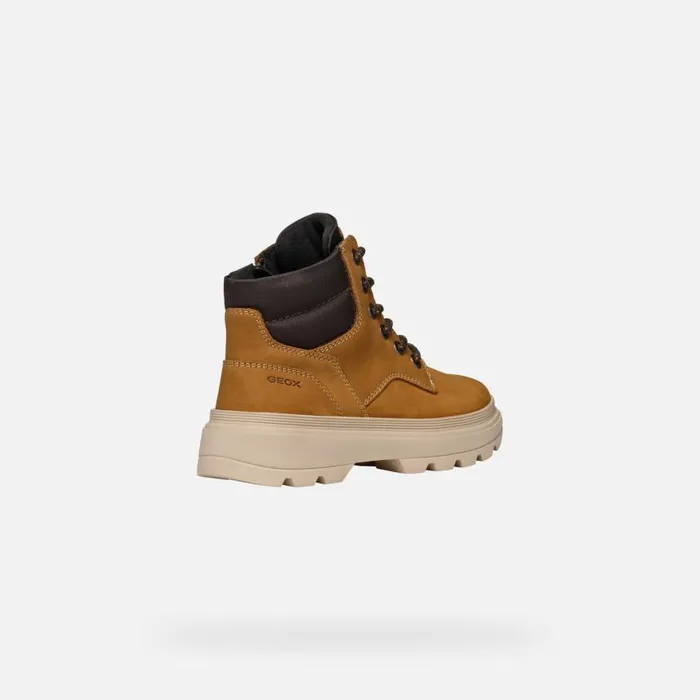 Kids Geox Boots KIDDARTAH BOY Dark YellowBrown Mid Calf Boots Dark Yellowbrown