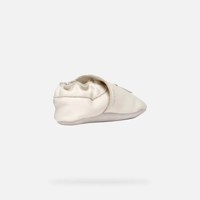 Kids Geox First Steps GLOVIEDOO BABY Light IvoryPlatinum Laceless Sneakers Light Ivoryplatinum