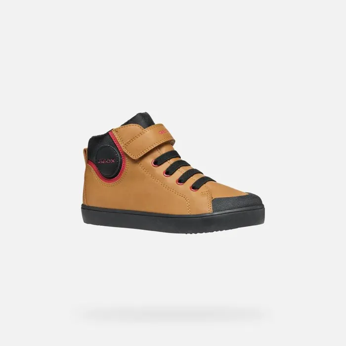 Kids Geox Sneakers GISLI BOY Dark YellowBlack High Top Sneakers Dark Yellowblack