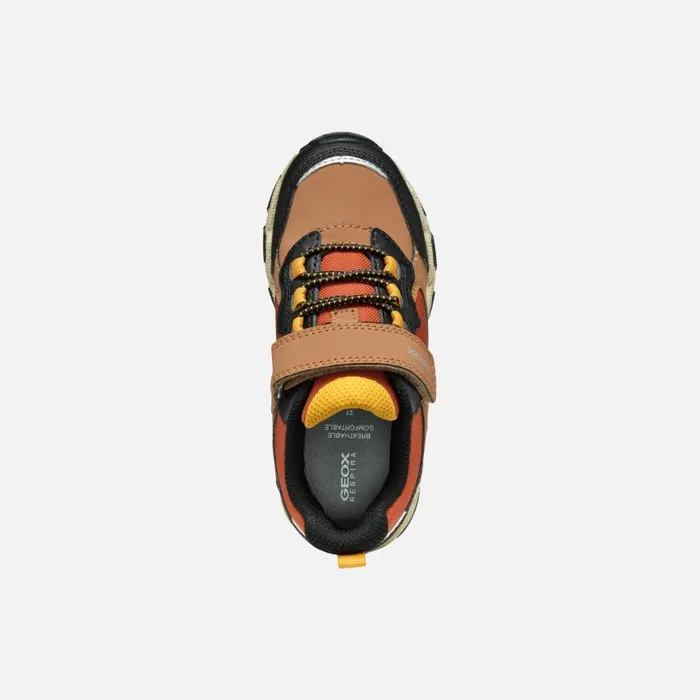 Kids Geox Sneakers MAGNETAR ABX JUNIOR Light BrownBlack Waterproof Trainers Light Brownblack