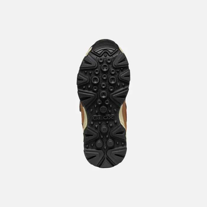 Kids Geox Sneakers MAGNETAR ABX JUNIOR Light BrownBlack Waterproof Trainers Light Brownblack