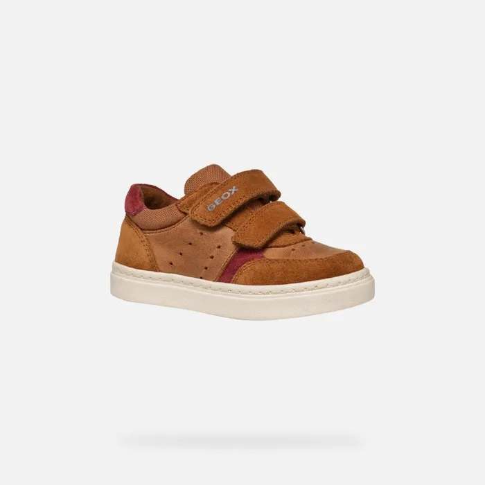 Kids Geox Sneakers NASHIK TODDLER BOY Light BrownBordeaux Low Top Sneakers Light Brownbordeaux
