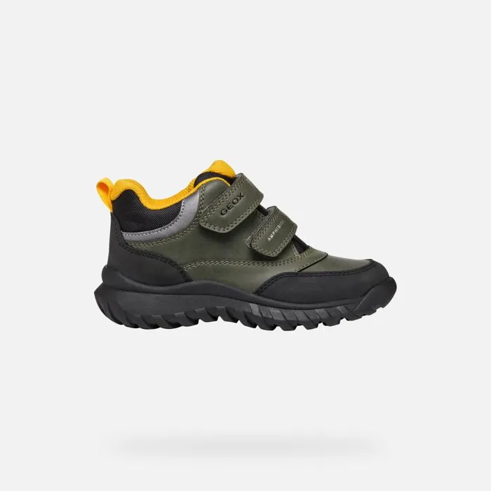 Kids Geox Sneakers SIMBYOS ABX BOY Dark GreenBlack Low Top Sneakers Dark Greenblack