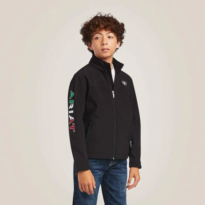 Kids Jackets and Vests Ariat New Team Softshell MEXICO Jacket Black Kids Jackets and Vests Ariat New Team Softshell MEXICO Jacket Black