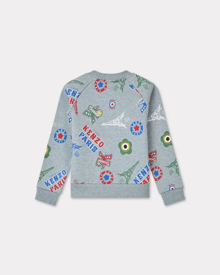 Kids Printed Cotton Sweatshirt Misty Grey Kenzo Tshirts And Sweatshirts