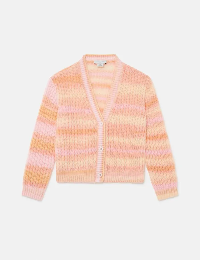 Kids Rainbow Striped Knitted Cardigan Peach Pink Stella McCartney Sweaters and Cardigans Kids Rainbow Striped Knitted Cardigan Peach Pink Stella McCartney Sweaters and Cardigans