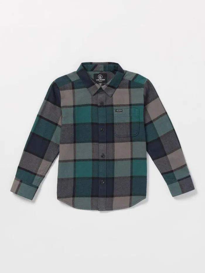 Kids Shirts and Flannels Volcom Little Boys Caden Plaid Flannel 8211 Navy