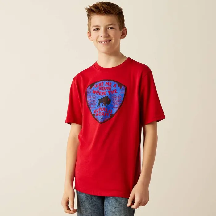 Kids TShirts and Polos Ariat Ariat Buffalo West TShirt Red