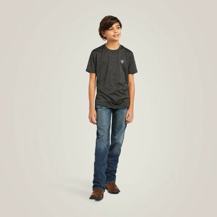 Kids TShirts and Polos Ariat Charger Vertical Flag Tee Charcoal Kids TShirts and Polos Ariat Charger Vertical Flag Tee Charcoal