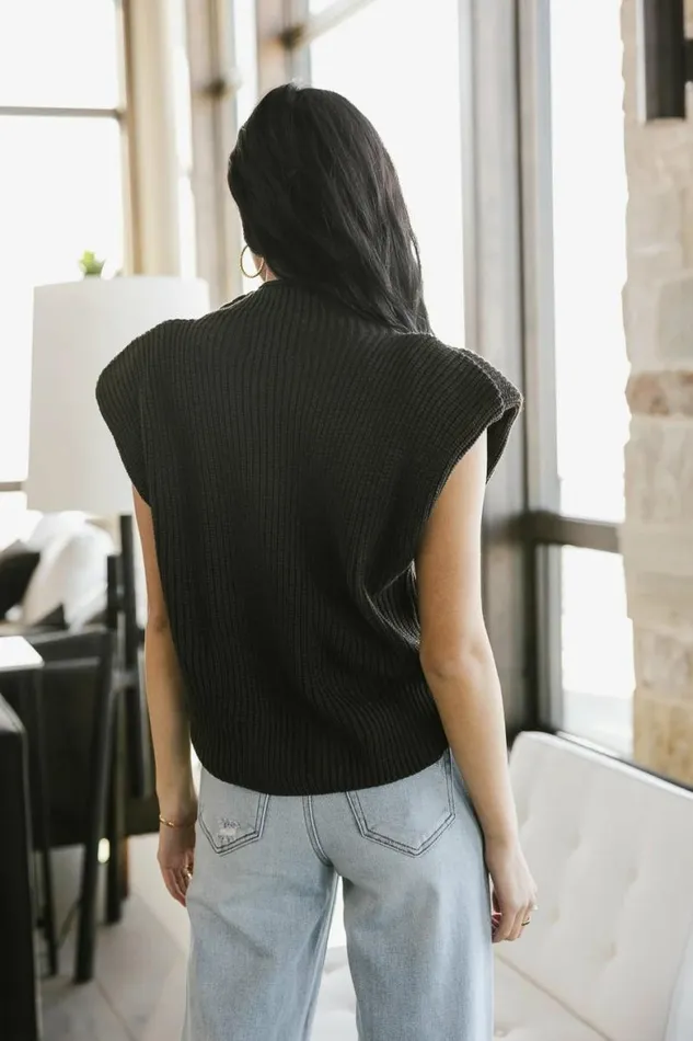 Kippa Shoulder Pad Sweater In Charcoal Charcoal Women Bohme Tops