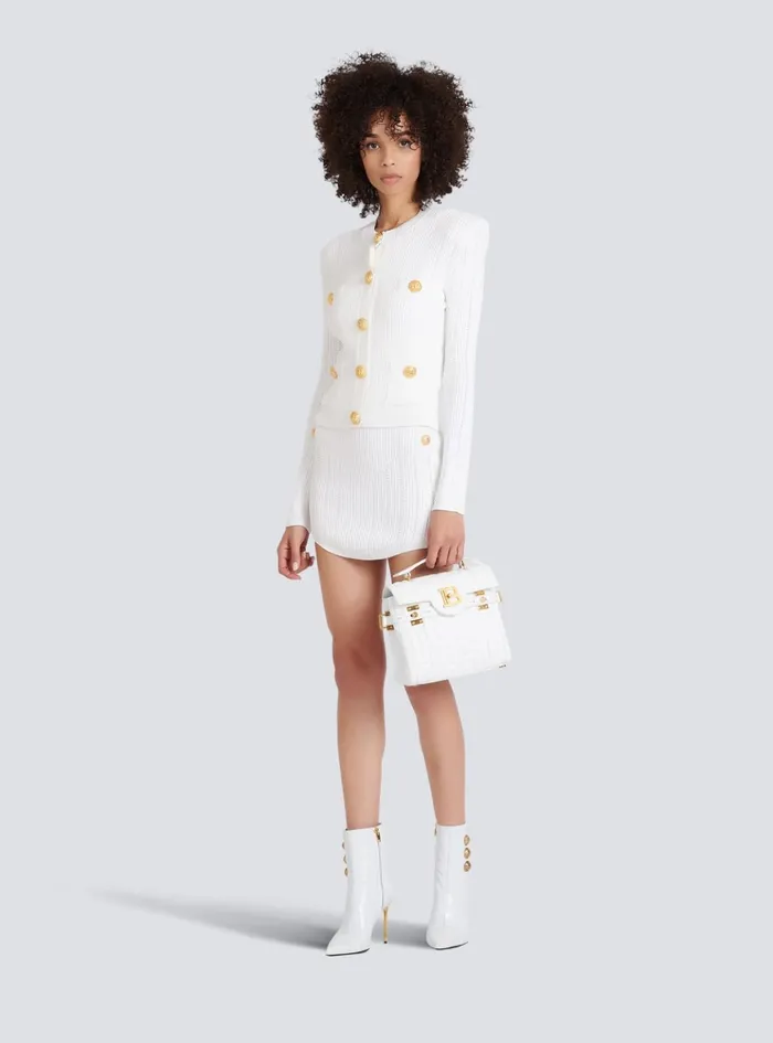 Knit Cardigan With Gold Buttons White Women Balmain Knitwear