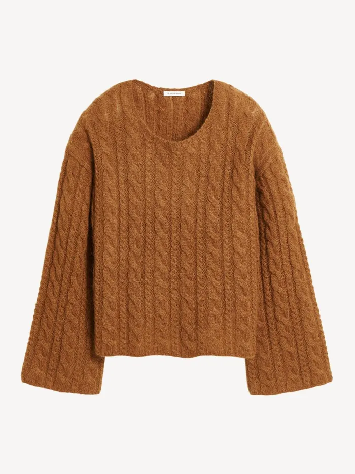Knitwear Women By Malene Birger Cierra Cableknit Sweater Bison Knitwear Women By Malene Birger Cierra Cableknit Sweater Bison