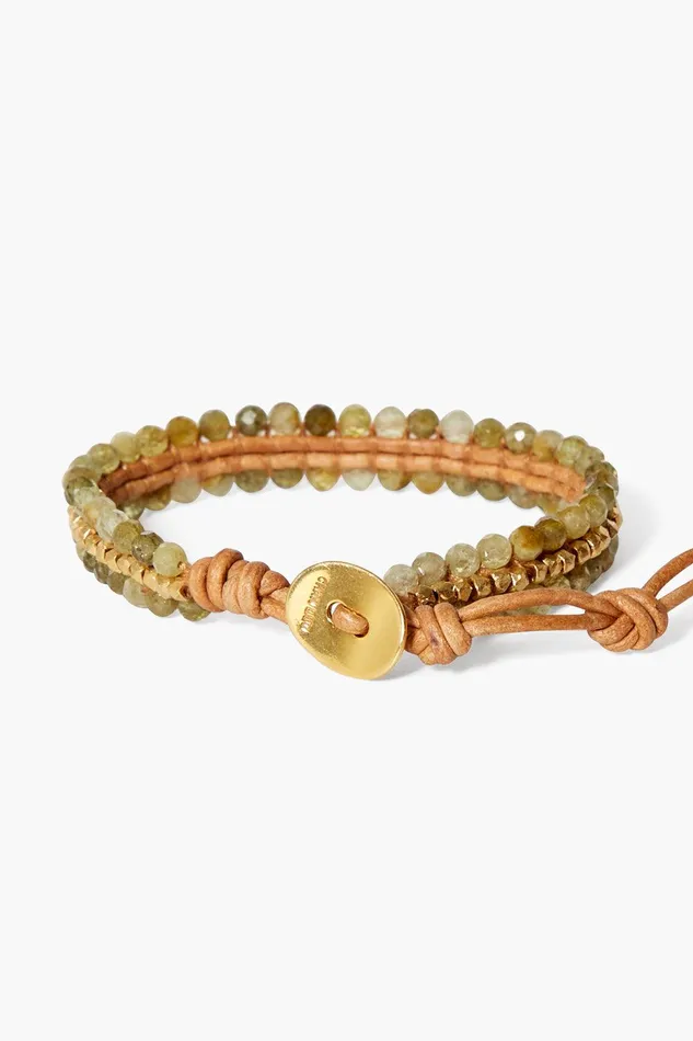 Koa Cuff Wrap Bracelet Green Garnet Women Chan Luu Bracelets