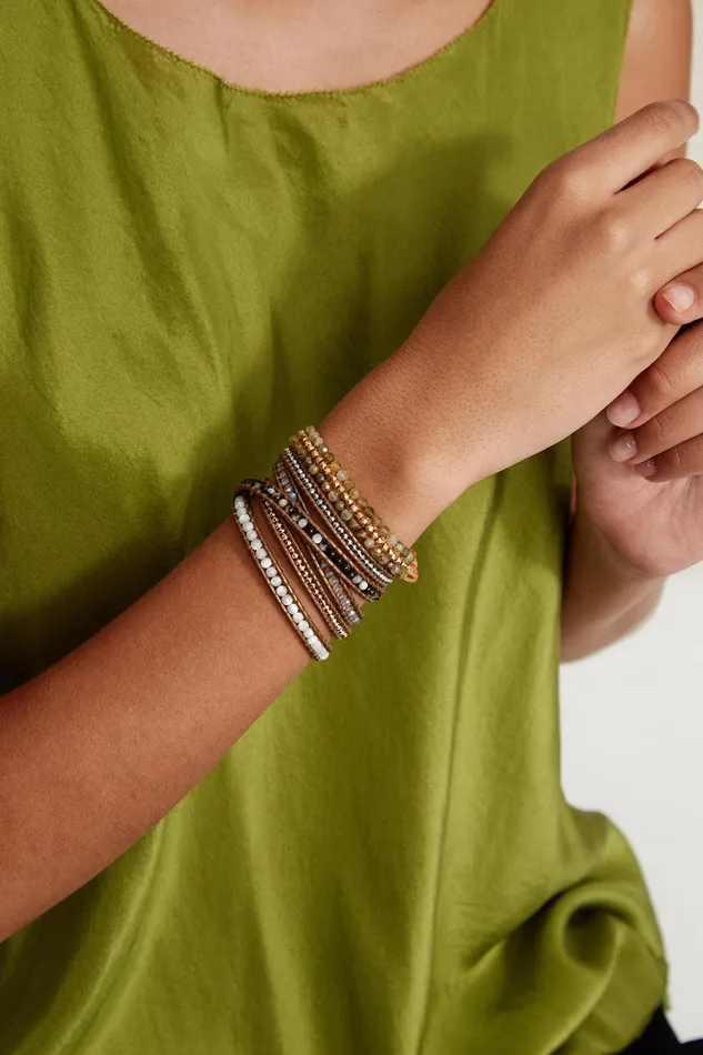 Koa Cuff Wrap Bracelet Green Garnet Women Chan Luu Bracelets