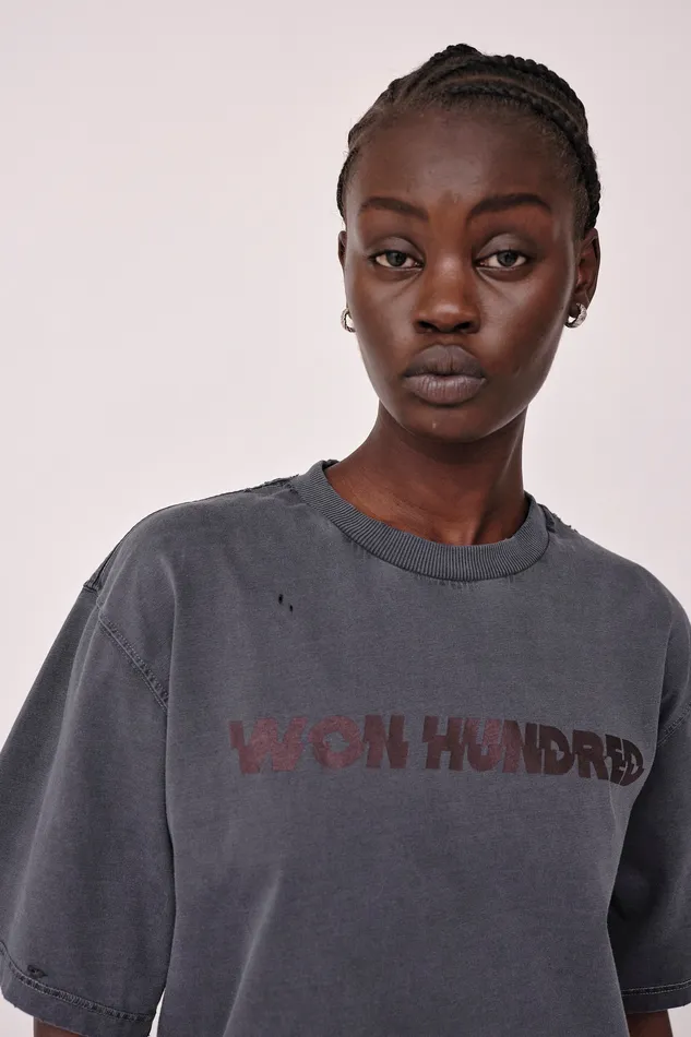 LA STAGGERED 8211 Washed Black Women Tops and Tshirts Wonhundred