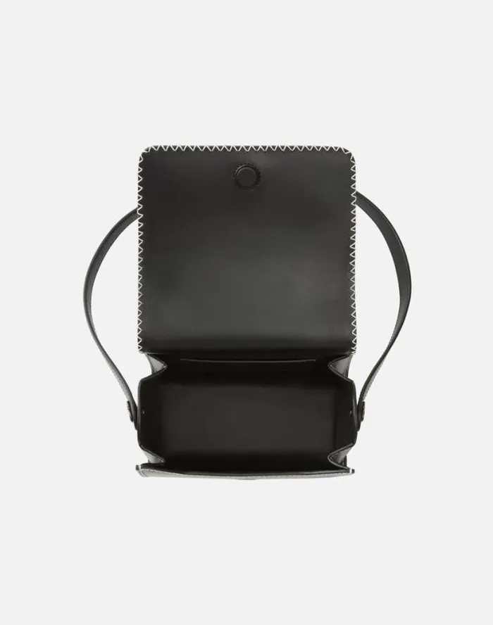 Lafayette 148 New York Calfskin Leather Saddle BagMini Black HandbagsReady To Wear Suits