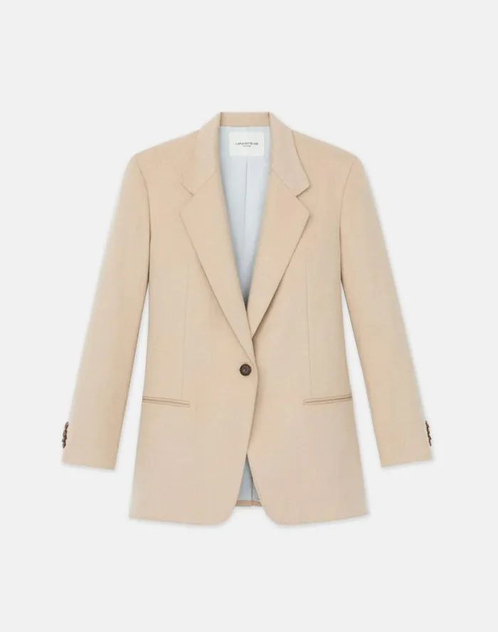 Lafayette 148 New York Camel Hair Blazer Natural Ready To Wear Jackets and Blazers
