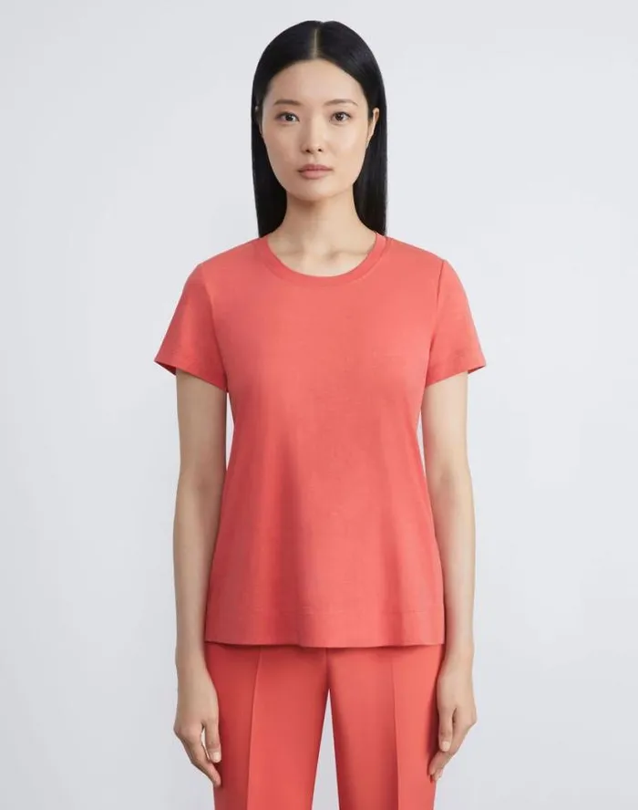 Lafayette 148 New York Cotton Jersey Modern Tee Black Ready To Wear Tops and Tees