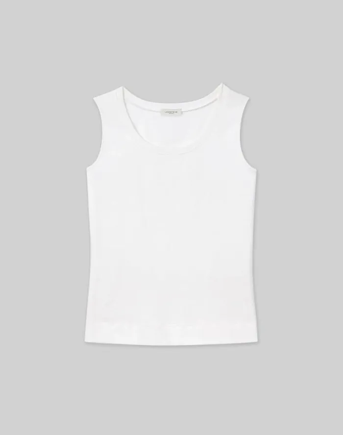 Lafayette 148 New York Cotton Rib Scoop Neck Tank Black Ready To Wear Tops and Tees
