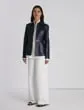 Lafayette 148 New York Flora Bloom Cloqu Jacquard CottonSilk Bomber Jacket Midnight Blue Ready To Wear Jackets and Blazers