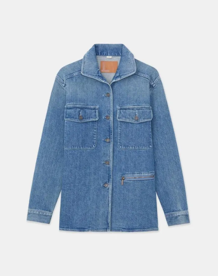Lafayette 148 New York L148 Denim Chore Jacket Faded Skyline Ready To Wear Jackets and Blazers Lafayette 148 New York L148 Denim Chore Jacket Faded Skyline Ready To Wear Jackets and Blazers