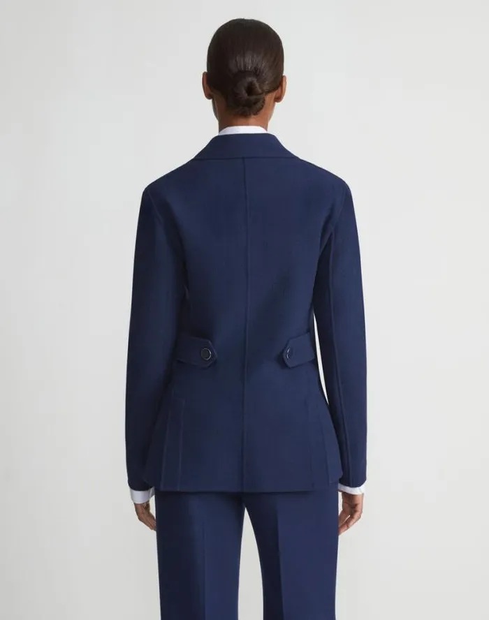 Lafayette 148 New York Responsible Wool Nouveau Crepe Chore Jacket Midnight Blue Ready To Wear Jackets and Blazers