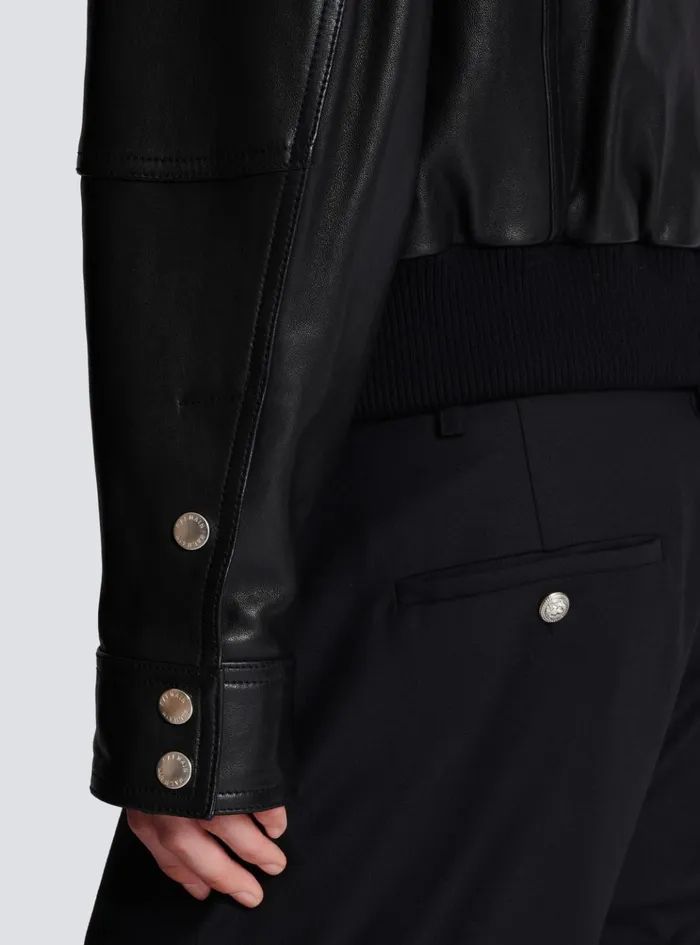 Lambskin Leather Jacket With 4 Pockets Black Men Balmain Outerwear