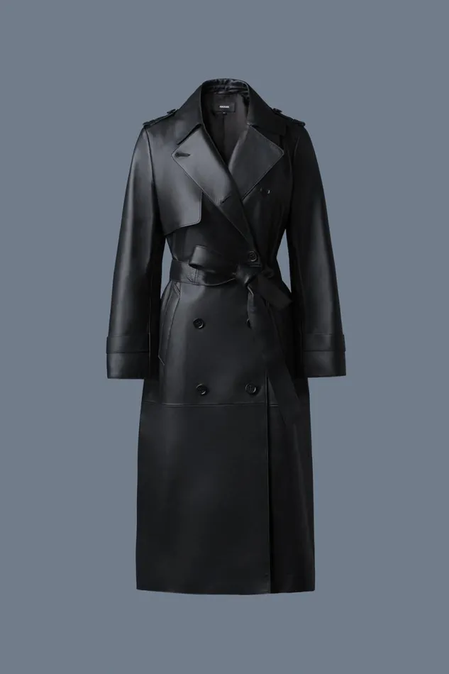Leather Jackets Women Mackage GAELV Maxi Leather Trench Coat Black