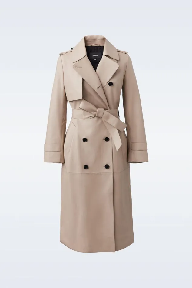 Leather Jackets Women Mackage GAELV Maxi Leather Trench Coat Black
