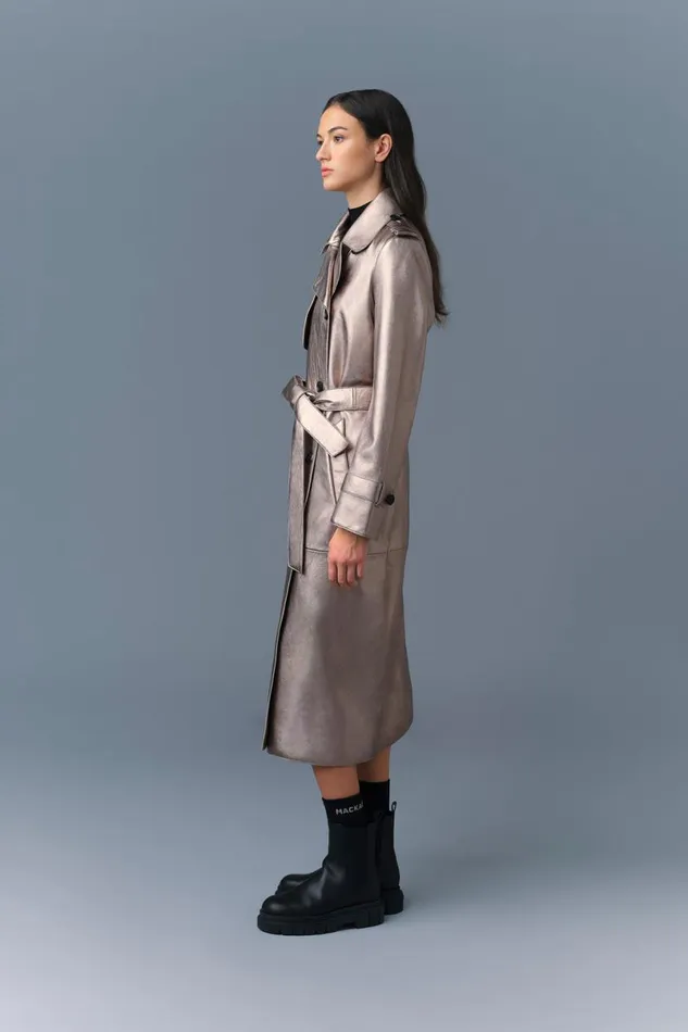 Leather Jackets Women Mackage GAELV Maxi Leather Trench Coat Black