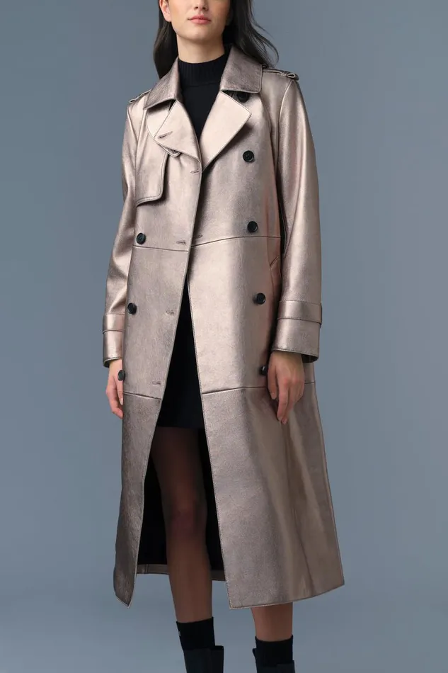 Leather Jackets Women Mackage GAELV Maxi Leather Trench Coat Black