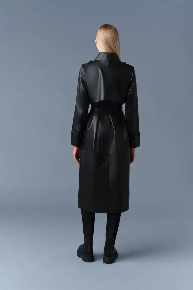 Leather Jackets Women Mackage GAELV Maxi Leather Trench Coat Black