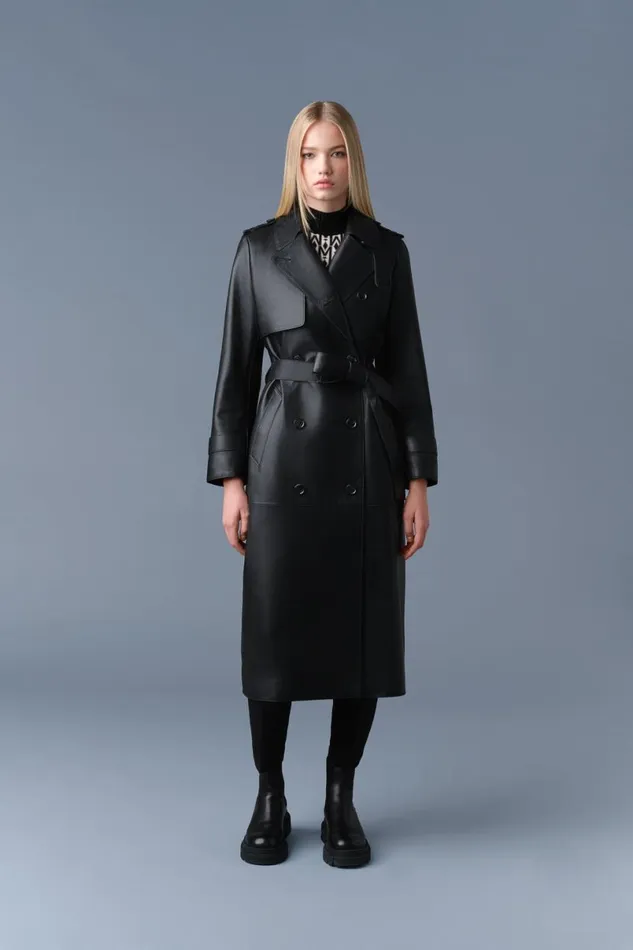 Leather Jackets Women Mackage GAELV Maxi Leather Trench Coat Black