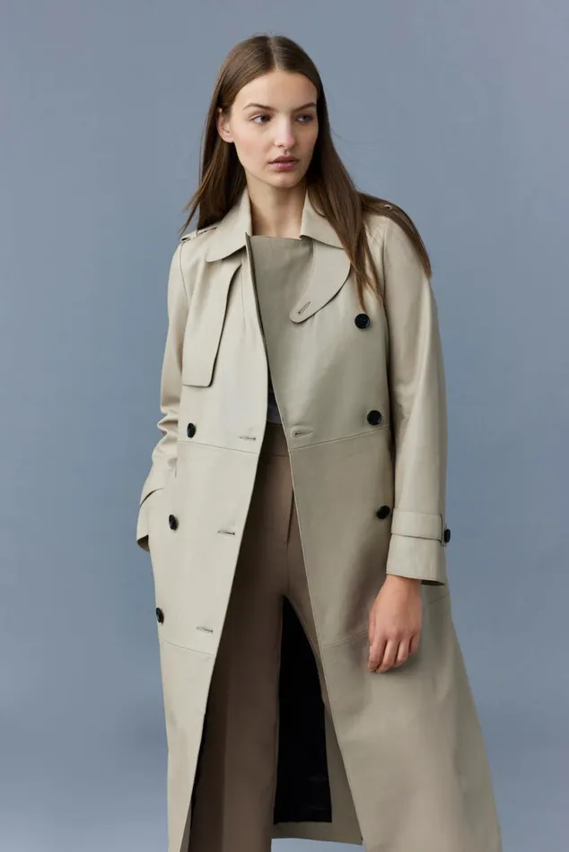 Leather Jackets Women Mackage GAELV Maxi Leather Trench Coat Black
