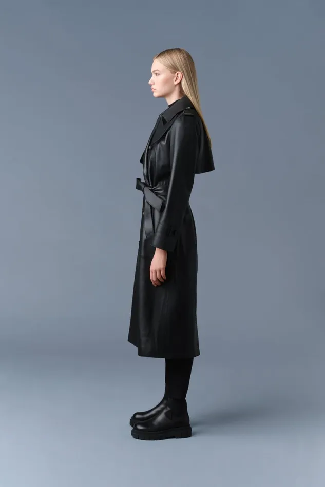 Leather Jackets Women Mackage GAELV Maxi Leather Trench Coat Black