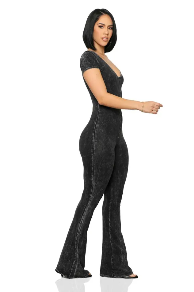 Lilly039s Kloset Jumpsuits and Rompers Women VNeck Jumpsuit Black Acid Wash