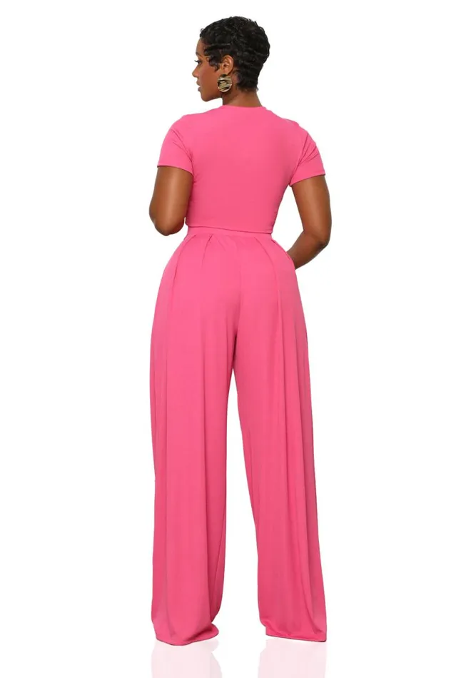 Lilly039s Kloset Sets Women Modern Muse Wide Leg Pants Set Pink