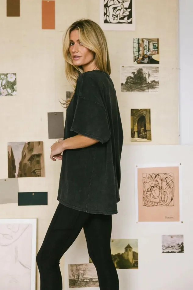 Lily Oversized TShirt In Black Black Women Bohme Tees and Tanks