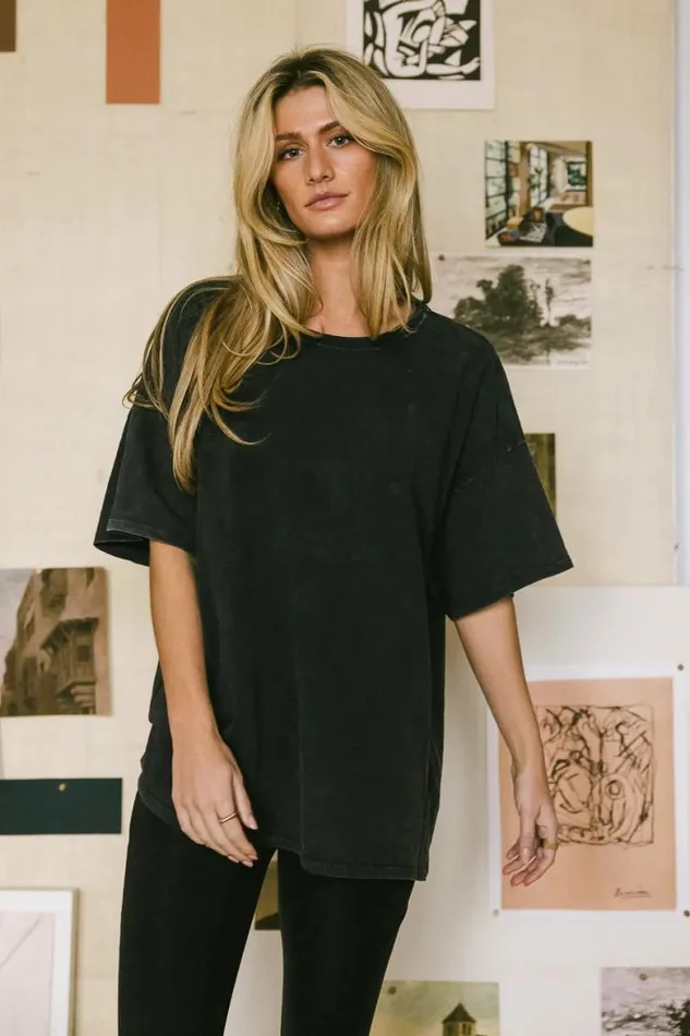 Lily Oversized TShirt In Black Black Women Bohme Tees and Tanks