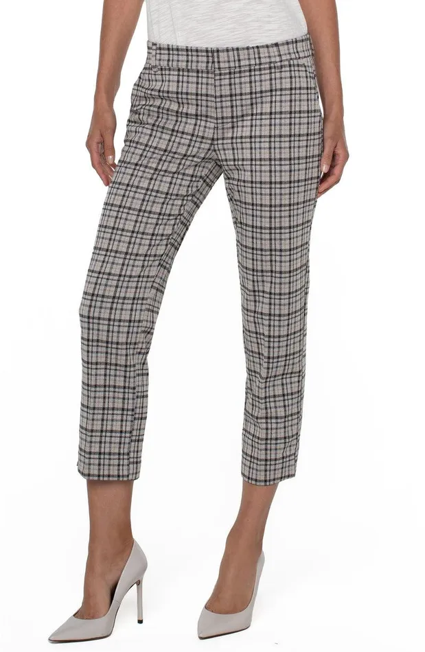 Liverpool Los Angeles KELSEY CROP TROUSER Cashew Black Tartan Plaid Women TROUSERS