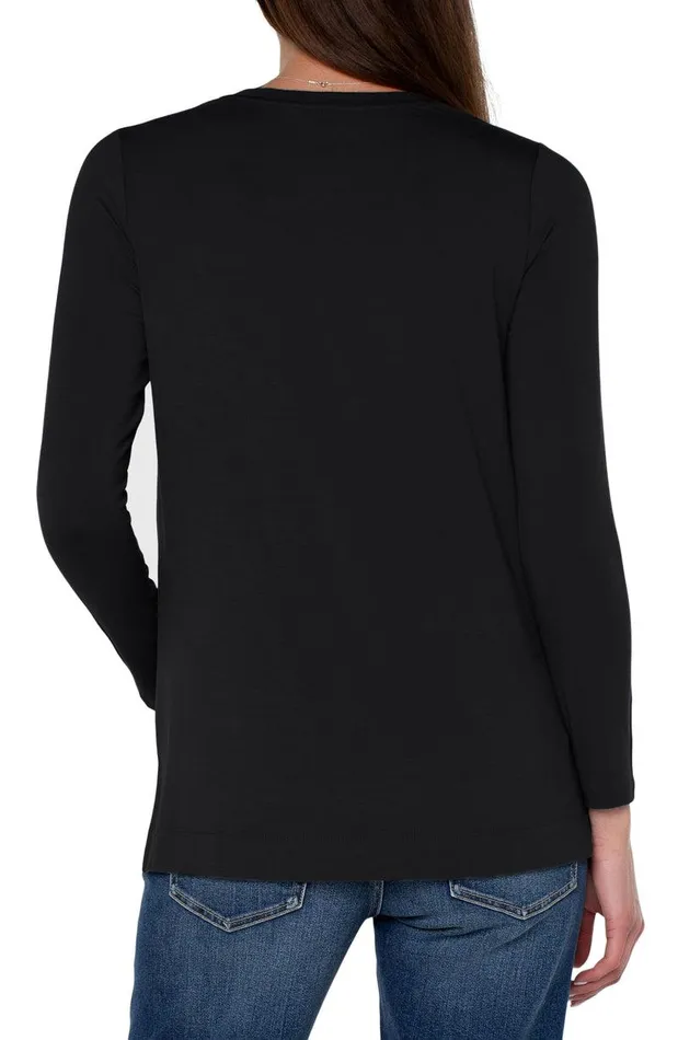 Liverpool Los Angeles LONG SLEEVE SCOOP NECK TEE Black Women TSHIRTS