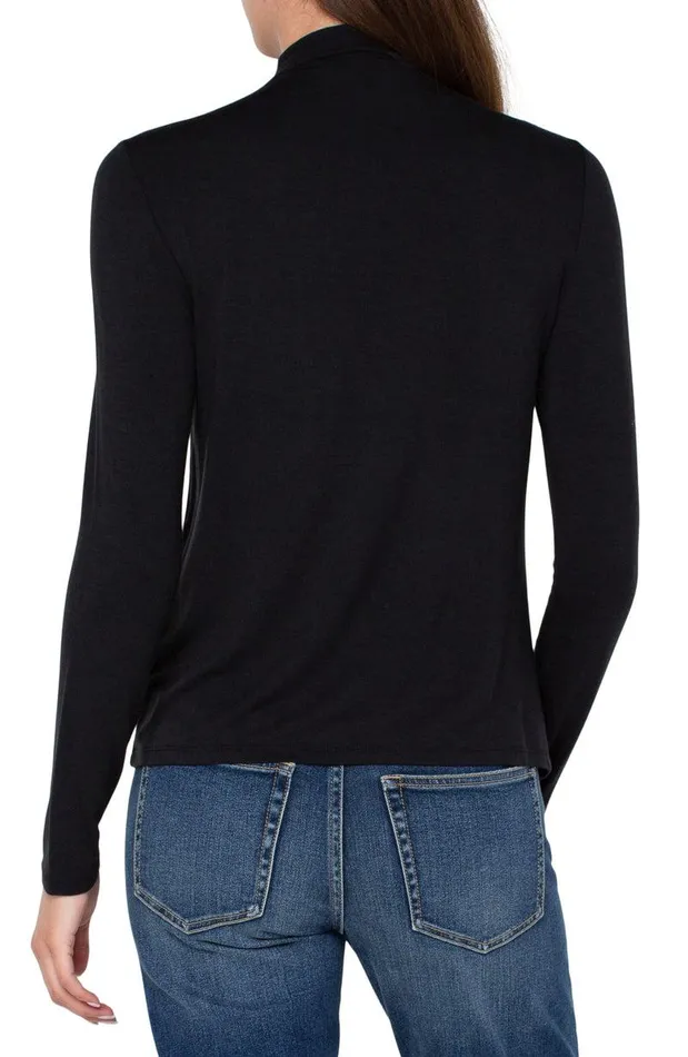 Liverpool Los Angeles MOCK NECK LONG SLEEVE KNIT TOP Black Women KNIT TOPS