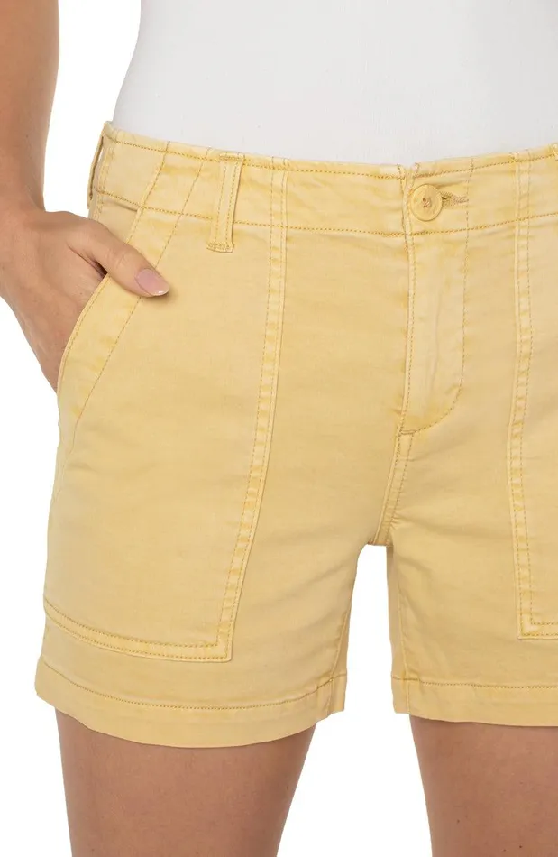 Liverpool Los Angeles UTILITY SHORT WITH FLAP POCKETS Mustard Gold Women SHORTS